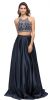 Main image of Beaded Racer Back Top Satin Long Prom Two-piece Dress